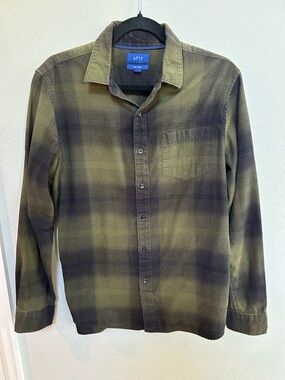 Apt. 9 Olive and Charcoal Plaid Button-Down Shirt